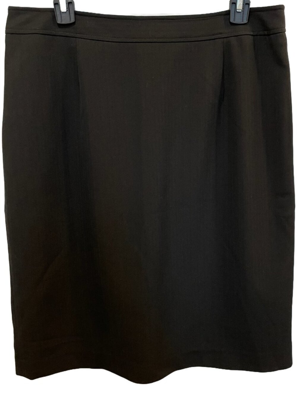 Black Pencil Skirt Size 10 Lined Stretch Herringbone Classic Atelier